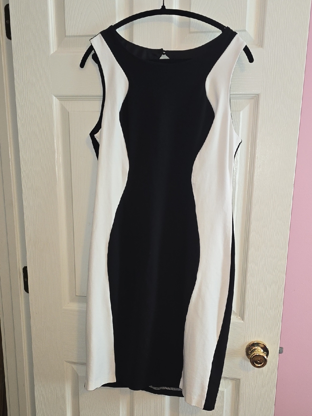 Bisou Bisou Black and White Colorblock Midi Dress